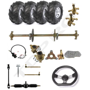 Kit de ruedas de eje trasero de 32" + conjunto de eje de dirección delantero para Go Kart ATV Buggy - Imagen 1 de 12