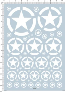 Detail Up All Scale U.S.A US ARMY Military White Star Markings Model Kit Decal - Picture 1 of 1