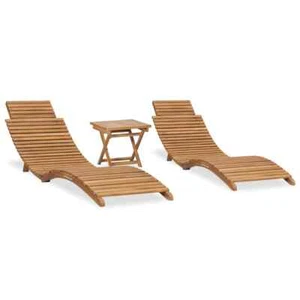 3-tlg. Garten-Lounge-Set Klappbar Massivholz Teak - Bild 1 von 10