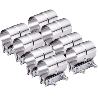 8PCS 2.5" Stainless Steel Lap Joint Band Exhaust Clamp Sleeve Coupler T304 - Image 1 of 4