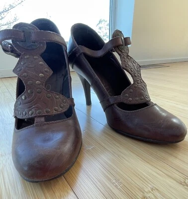 Diesel Style Lab Womens Strapped Pumps Size 7.5 38 Brown Leather Unique! - Image 1 of 4