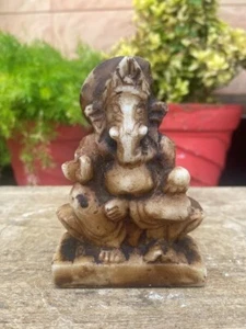 .. Antique Old Marble Stone Hand Carved Hindu God Ganesha Ji Sculpture Statue - Picture 1 of 7