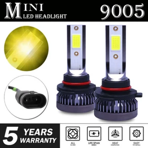 Pair Mini 9005 HB3 H10 Fog Driving Light LED Headlight 3000K Yellow Hi-Low Lamp - Bild 1 von 12