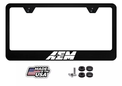 Marco de matrícula AEM | Metal negro | Rendimiento de carreras callejeras | EE. UU. Foto 1 de 4