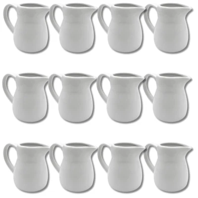 CHEF-HUB SET OF 12 MINI POURING JUGS FOR MILK, CUSTARD, CREAM, GRAVY ETC 5oz CAPACITY