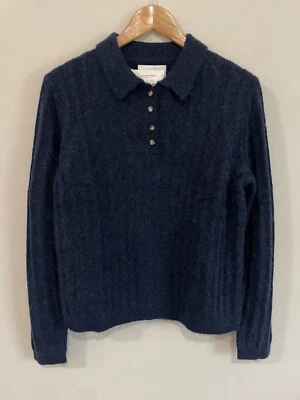 Banana Republic Women's NWT Ribbed Heritage Sweater Polo Large Navy #615861 - Image 1 of 3