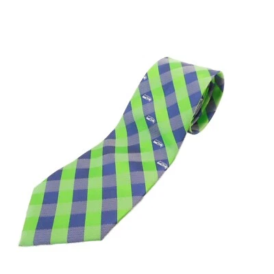 Галстук Seattle Seahawks NFL 100% полиэстер сине-зеленый клетчатый футбол - Изображение 1 из 4