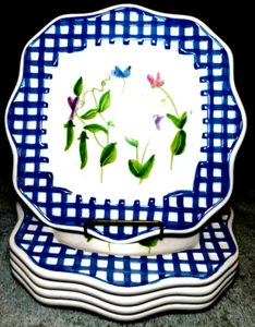Block Basics~Sweet Pea Square Dessert Plates Set of 5 - Picture 1 of 12