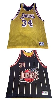 REVERSIBLE HOUSTON ROCKETS HAKEEM  / LAKERS SHAQ CHAMPION Jersey 48 🔥 - Image 1 of 4