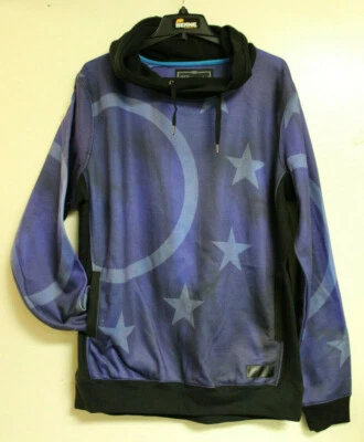 Entree LS Mens Dark Blue and Black Stars Hooded 2 Pockets Sweatshirt Size XL - Image 1 of 4