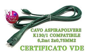 CAVO ASPIRAPOLVERE 6,2mt 2x0,75MM2 VK130/VK131 HIGH QUALITY CABLE