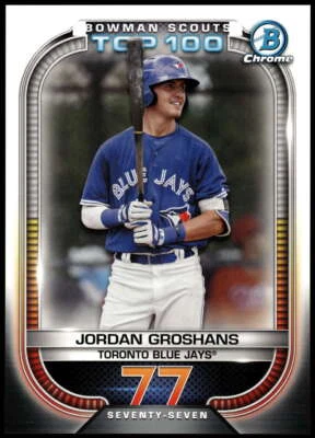 Jordan Groshans 2021 Bowman 5x7 Scout's Top 100 #BTP-77 25/49 Blue Jays - Image 1 of 2