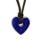True Blue Heart Pendant Necklace, Black Adjustable Cord