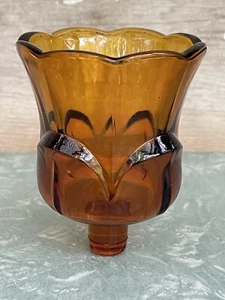 Vintage Warm Amber Tulip Glass Peg Votive Cup Candle Holder - Picture 1 of 4