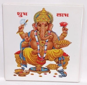 Hindú Dios Ganesha Ganesh Ganpati Cerámica Azulejo Decor Espiritual - Picture 1 of 3