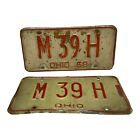 Old License Plate 1968 Ohio 2 no.  M 39 H - One dated 68 One not dated -