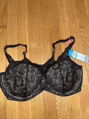 Sujetador con aros Playtex US4514 Love My Curves ligeramente forrado negro 42D venta al por menor $42 Foto 1 de 4