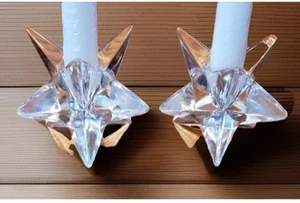 Vintage (2) Rosenthal Bleikristall Kristall 9 Punkt Stern Kerzenständer mit Kerzen - Bild 1 von 8