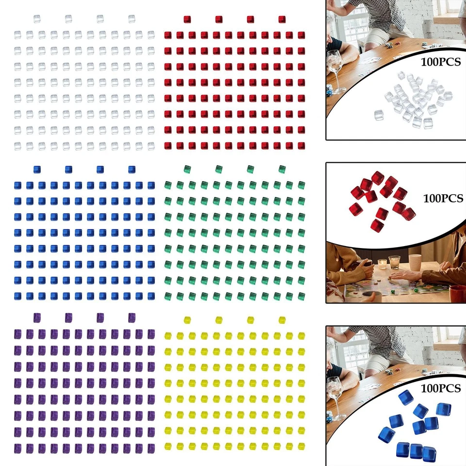 100 Pieces Acrylic Dice Cubes Building Blocks DIY Six Sided 1cm Stacking Cubes - Bild 1 von 1
