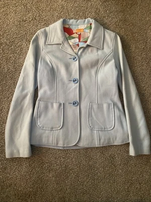 Тюль антропологии размер большой синий горошек пальто синий 60% шерсти/вискозы на пуговицах - Изображение 1 из 4