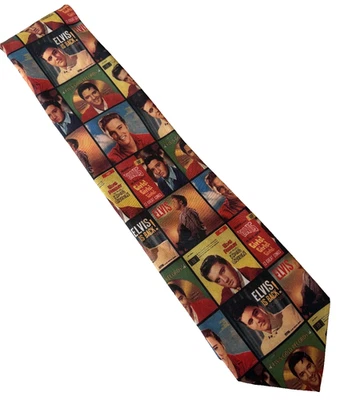 Elvis Presley Album Covers Tie by Ralph Marlin 100% Polyester Made in USA - Image 1 of 4