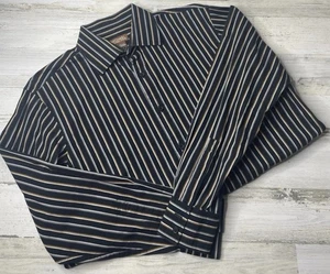 Michael Kors Striped Black Button Up Cotton Long Sleeve Shirt Men's Size L EUC! - Picture 1 of 11