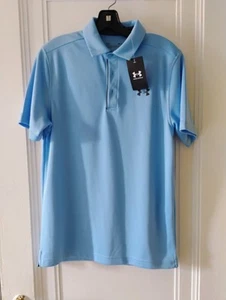 Under Armour Polo Shirt Sz Small Mens Blue Short Sleeve Heatgear Loose NWT - Picture 1 of 4