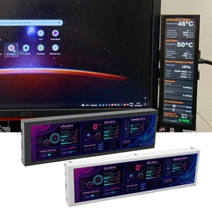 8.8in Computer Temp Monitor For AIDA64 1920x480 60Hz USB C Interface CPU GPU FY - Afbeelding 1 van 29
