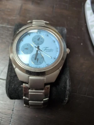 Reloj Fondini Tono Plata Eslabones Pulsera Acero Inoxidable Lt Esfera Azul Batería Nueva ¡Bonito! Foto 1 de 4