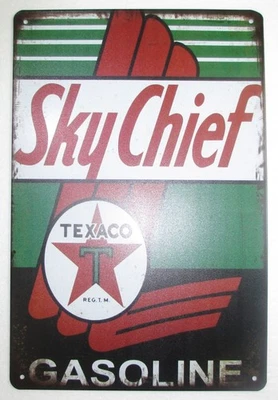 LETRERO DE GASOLINA TEXACO SKY CHIEF ESTILO VINTAGE GARAJE HOMBRE CUEVA ESTACIÓN DE SERVICIO Foto 1 de 2