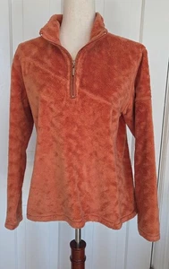 Wooly Bully Wear Women's Fleece Pullover Quarter Zip Pumpkin Orange Size Large - Picture 1 of 14