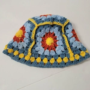 Handarbeit gehäkelt Granny Square Fischerhut Freizeit Retro Boho Hippie - Bild 1 von 6