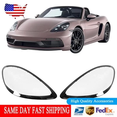2*PARA Porsche 718 Boxster/Cayman 982 2017-2022 L&R Cubierta Faro Transparente Pc+Pegamento Foto 1 de 4