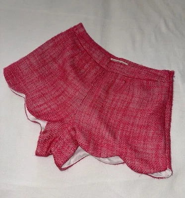 Mustard Seed Petal Hem Tweed Hot Pink Hot Pants Scalloped Shorts size S - Image 1 of 4