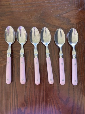 6 Lifetime Edelstahl & Kunststoff Besteck Rosa Löffel - Bild 1 von 4