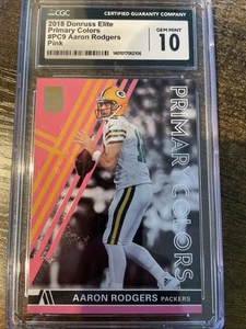 2018 Donruss Elite - Primary Colors Aaron Rodgers #PC9 Pink CGC 10 - Picture 1 of 2