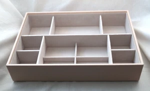 STACKERS Multiple Section Jewelry Storage Tray Champagne Color & Gray Fabric NEW - Picture 1 of 9