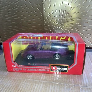 1994 Burago 1/24 Die Cast Porsche 911 Carrera Cabriolet Cod 0590 Metal Car Model - Picture 1 of 6