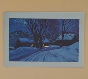 Vintage Christmas Card, Reader's Digest Subscription - Homestead In Snow - Used - Picture 1 of 3