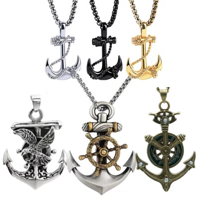 Collar Ancla Colgante Joyería Náutica Azul Marino Navegación Foto 1 de 2