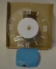 NW Clock Acrylic Clear BLUE RETRO Battery Large 6.25" FACE Home DORM TIME LED