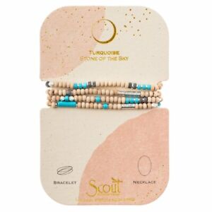 Scout Wood Stone Metal Wrap TURQUOISE SILVER Bracelet SKY Necklace Jewelry