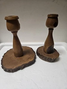 Candelabros de madera natural hechos a mano - Imagen 1 de 6