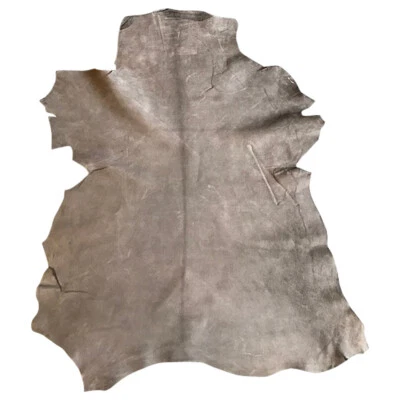 Brown Taupe Soft Leather Hides Rustic Crafters Fabric Suede Upholstery Material - Image 1 of 4