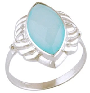 925 Sterling Silver 3.7 grams w/ Chalcedony Aqua Marquis Cut Statement Ring Sz 7 - Picture 1 of 1