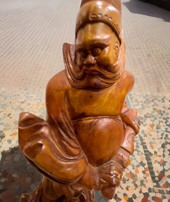 Standing Chinese Noble Lord East Asian Statue 12” Vintage Chinese Wood Carving - Image 1 of 4
