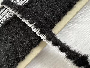 Vintage French Faux Fur Gimp Braid Piping Cotton Blend Black White 22mm Stretch - Picture 1 of 12