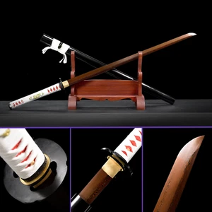 Midnight Ruby Snowfall Ninjato: 1095 Folded Steel w/ Red & Black Coloring - Picture 1 of 7