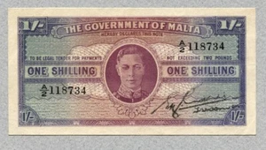 Malta 1 chelín 1943 P16a AU/UNC - Imagen 1 de 2