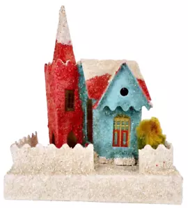 Weihnachten Putz Kirche Türkis Rot Dach Glockenturm Zucker Glitzer Japan #15 - Bild 1 von 8